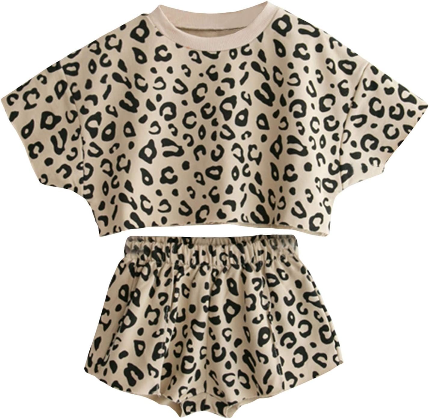 Toddler Baby Girls Leopard Print Summer Clothes Set T-Shirt and Short Pants 2pcs Outfits