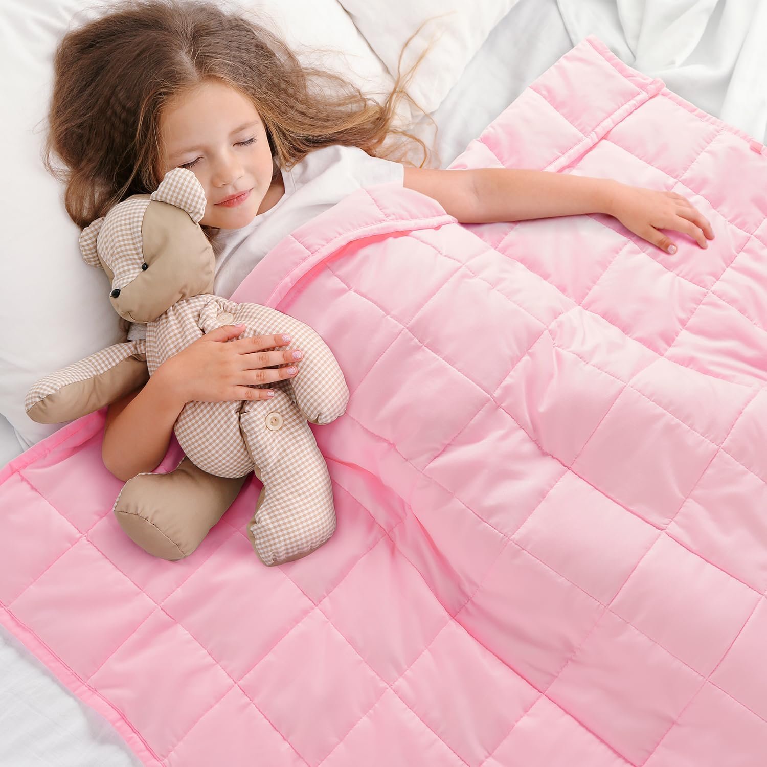 Kivik Weighted Blanket 5 lbs, Small Weighted Blanket 5 Pounds, Mini Heavy Blanket Throw, Breathable Cooling & Warm Blankets, Machine Washable, 36×48 Inches Pink