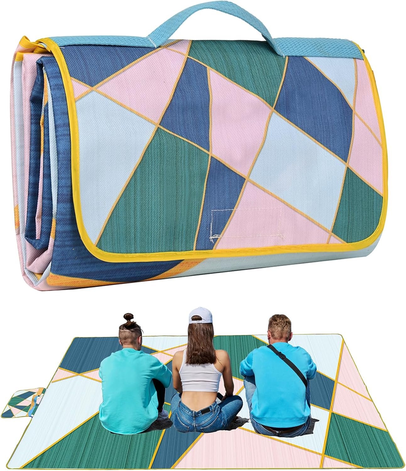 DanCoom Picnic Blanket, Foldable Waterproof Sand Mat, Extra Large Picnic Blanket Outdoor Picnic Mat Beach Blanket for Park Grass Camping Hiking Travel Family Concerts