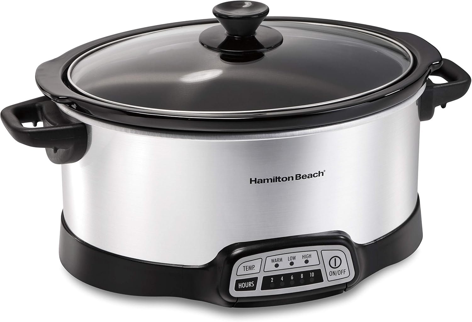 Hamilton Beach Set & Forget 7 Quart Programmable Slow Cooker | Flexible Cooking Options With 3 Heat and 5 Time Settings | Dishwasher-Safe Stoneware Crock & Glass Lid | Silver