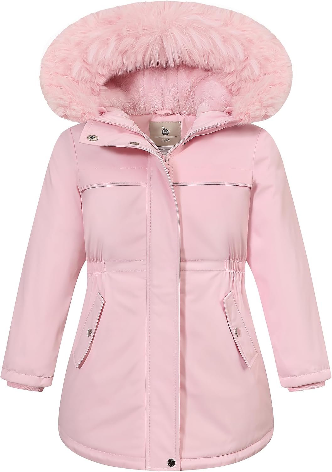 Girl’s Waterproof Winter Jacket, Fleece Lined Hooded Coat Parka | TPU Coated Polyester, Elastic Waist & Ribbed Cuffs, Dual Zipper & Buckle Closure, for School & Outdoor