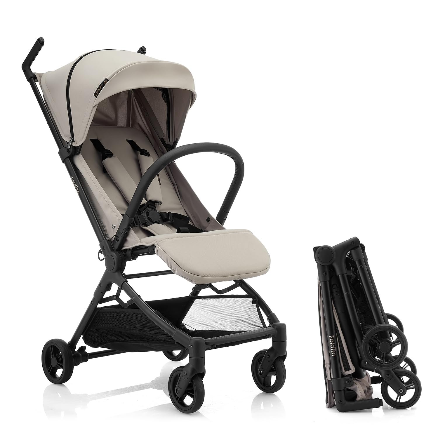Gromast Travel Stroller for Airplane, Ultra Compact & Lightweight – Only 9.9 lbs, Portable Infant Toddler Baby Stroller, w/UPF 50+ Canopy – Khaki
