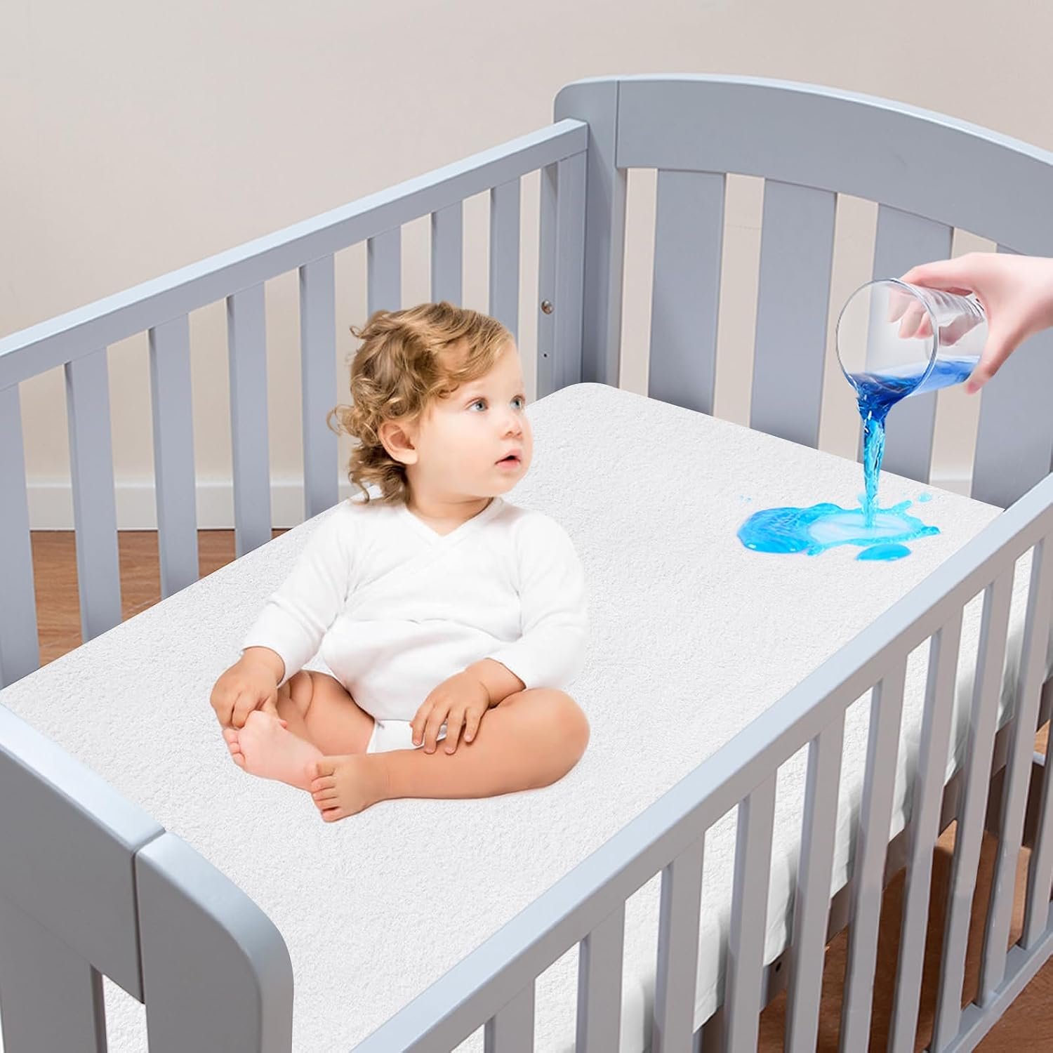 Crib Mattress Protector Waterproof,Toddler Mattress Cover Protector | Smooth Top Mattress Protector for Kids, Breathable Skin Friendly and Noiseless Fitted Sheet,Viscose Terry Top,1 Pack
