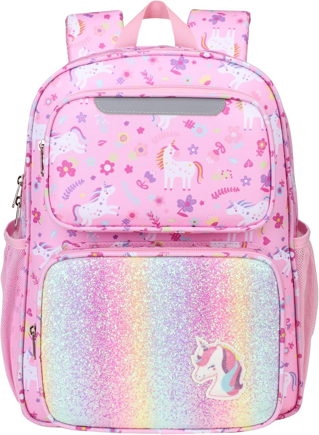 Kids Backpack for Girls Kindergarten – 15 Inch School Bag | For PreK-2nd Grade Kids Ages 4-7, Fits Folders, Insulated Pocket for Lunch and Snacks, Comfy Padded Straps, Pink Unicorn