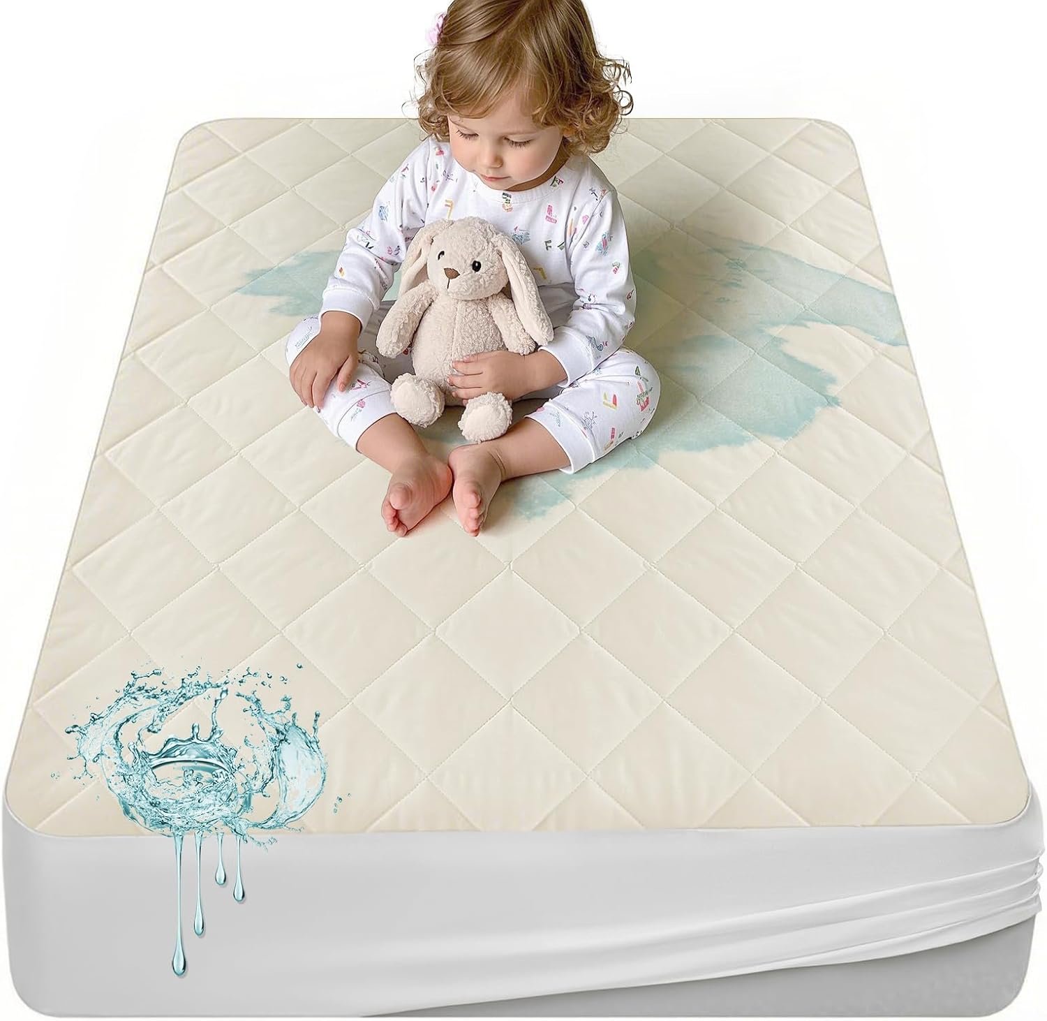 Organic Crib Mattress Protector – Top&Side 100% Waterproof Protector | Organic Mattress Protectors for bed | 5-Sided Waterproof Protection | Noiseless & Breathable | Crib Size 52x28x9 in