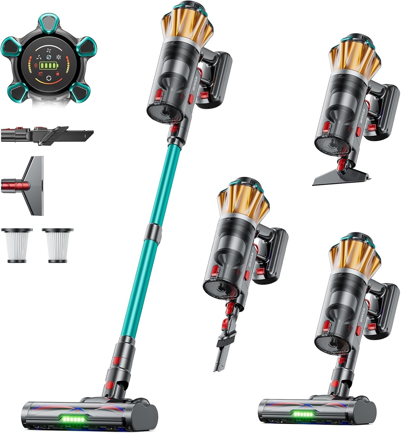 Cordless Vacuum Cleaner, 60Kpa 650W Stick Vacuum with Hurricane Mode, 70-Min Runtime, Anti-Tangle Brush, Self-Standing, LED Display, Cordless Vacuum for Pet Hair, Carpet & Hard Floor, car