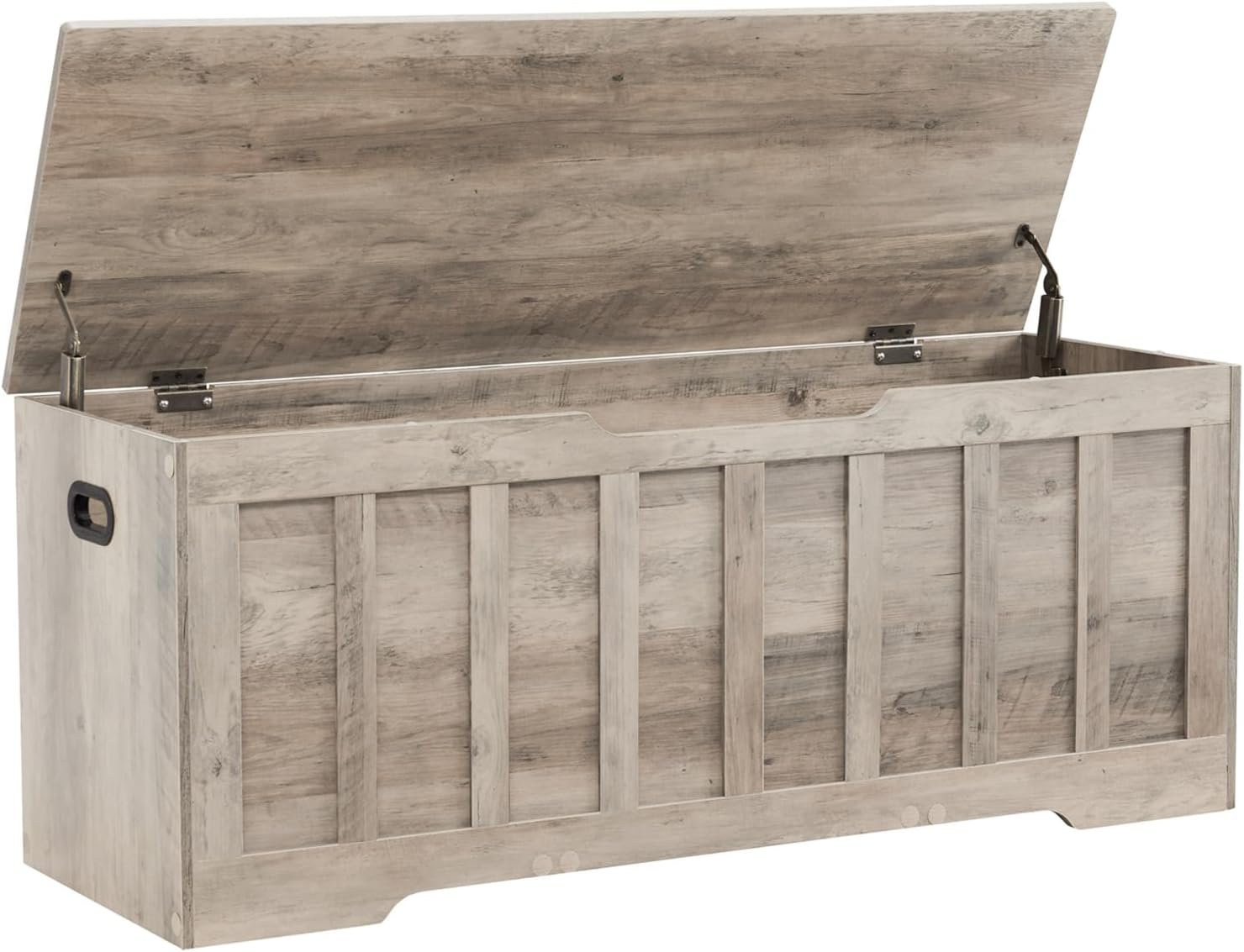 VANKILEY 47.2″ Storage Chest Extra Large,Storage Trunk with 2 Safety Hinges,Wooden Storage Bench,Shoe Bench,47.2×15.7×19.1 Inch,Easy Assembly,Storage Bench for Bedroom,Living Room,entryway(Greige).