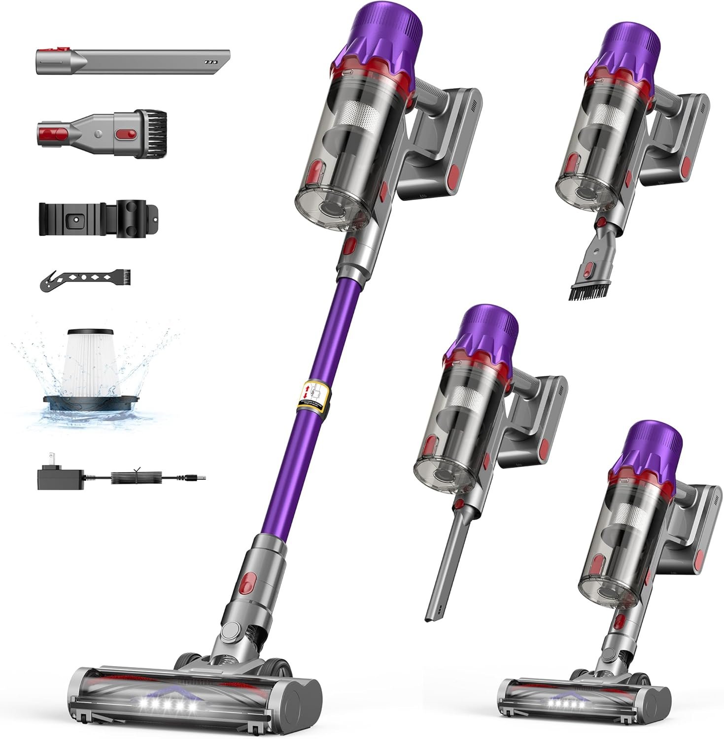 Cordless Vacuum Cleaner for Home – Powerful Stick Vacuum with HEPA Filter, 55-Min Runtime, LED Light, Anti-Tangle Brush, Detachable Battery,Lightweight Vacuum for Pet Hair,Carpets & Hard Floors
