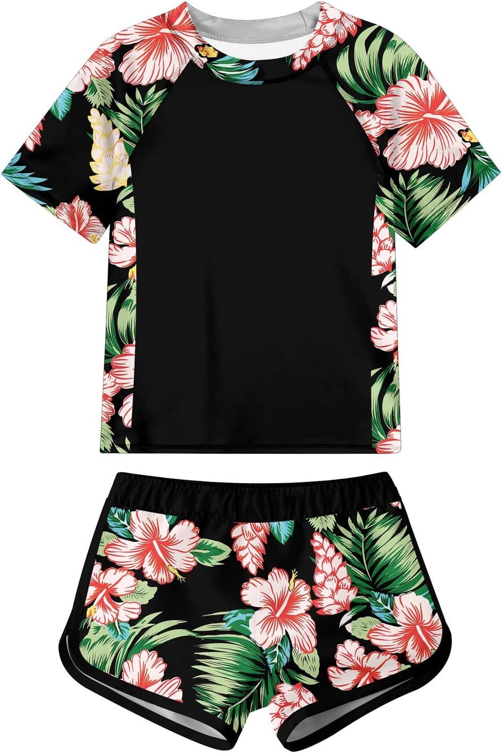 ADUKIDE Girls Rash Guard Swimsuit Kids Two Piece Bathing Suit UPF 50+ Summer Beach Swim Suit Size 7-18T