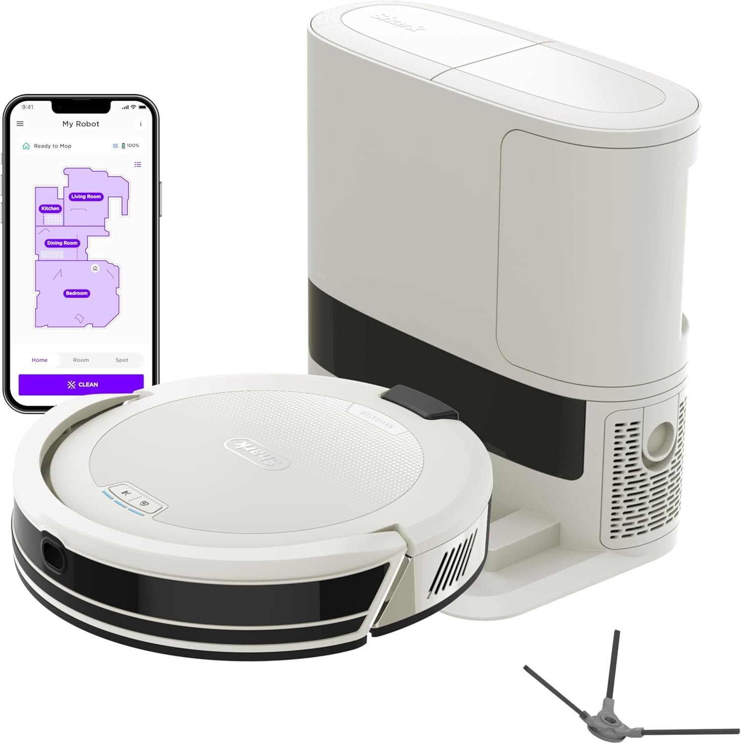 Shark Navigator | Robot Vacuum Cleaner with Powerful Suction for Pet Hair, Rugs, Carpets & Hard Floors | Bagless Self-Empty Base | 30-Day Capacity | SmartPath LiDAR Navigation | White | AV2110S ​