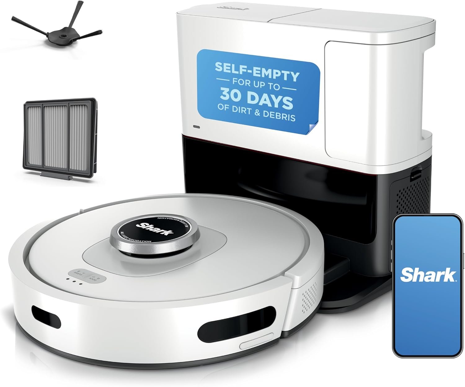 Shark AI Ultra Robot Vacuum, Black/Silver, AV2511AE | Matrix Clean, 360° LiDAR Home Mapping, 60-Day Bagless Self-Empty Base, Self-Cleaning Brushroll, Works with Alexa, Wi-Fi