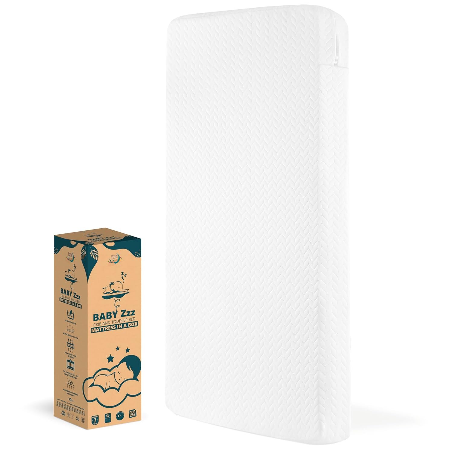 Dream On Me 2-in-1 Baby Zzz Crib & Toddler Mattress, GREENGUARD Gold | Dual Sided, Water Resistant Washable Cover, Fits Full Size Crib and Toddler Bed (52″ x 28″ x 5″), Foam Core, BSA Verified