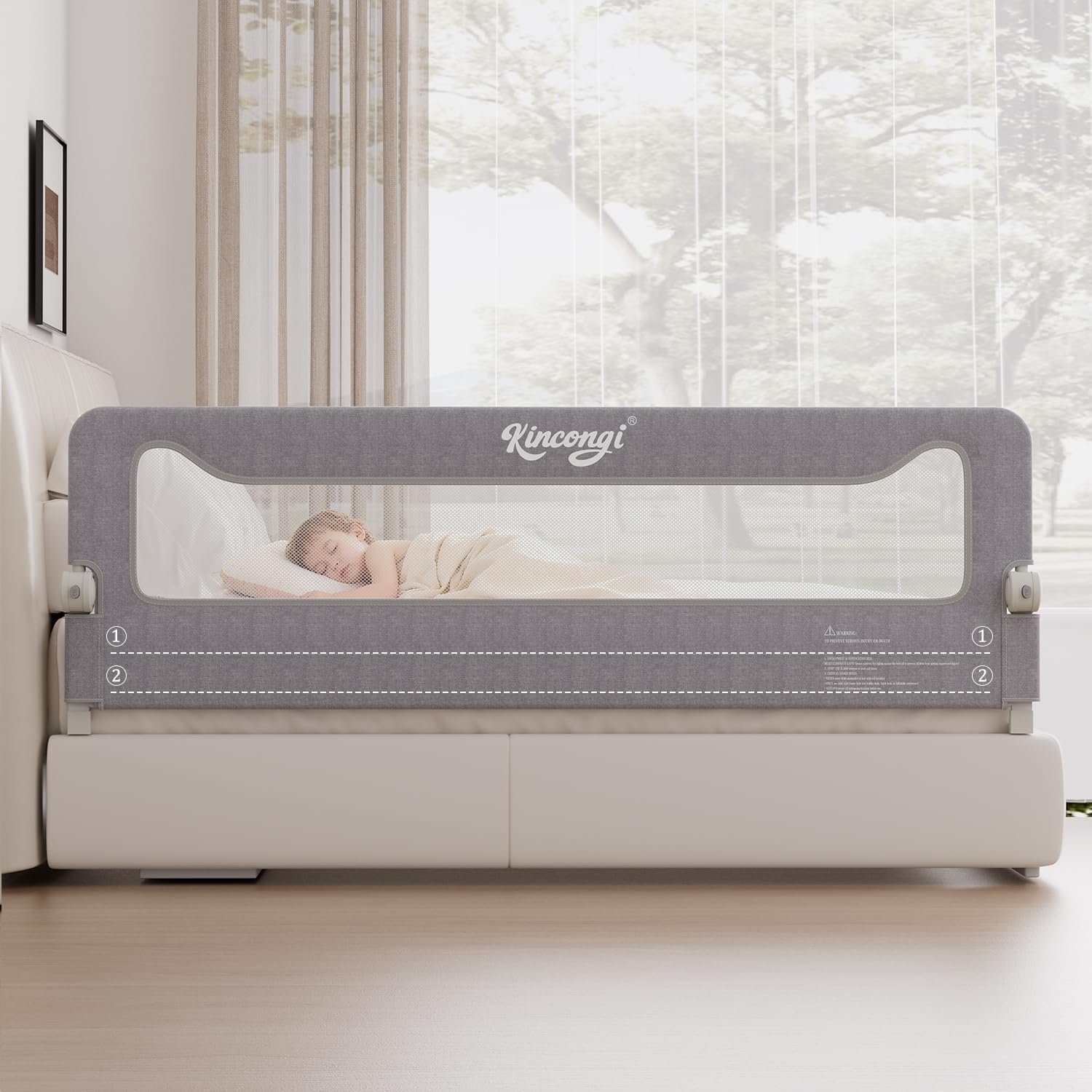 Bed Rail for Toddlers, 71 Inch Swing Down Toddler Bed Rails with Wider U-Shape Base, Breathable Baby Bed Rail Guard for King, Queen, Full, Twin Bed Rail for Baby
