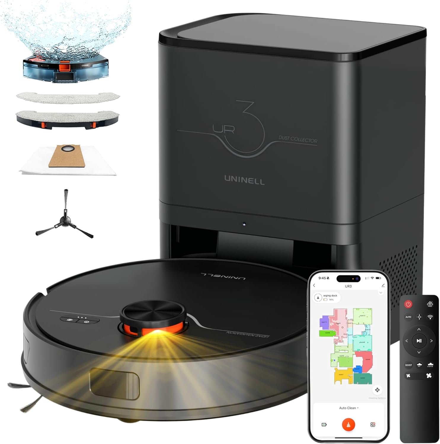 Robot Vacuum and Mop with Self-Emptying Station, 7000Pa Suction for Pet Hair on Carpets, LiDAR Navigation Creates No-Go Zones, Quiet, Works with Alexa, for Hardwood Floors & Multi-Floor Homes