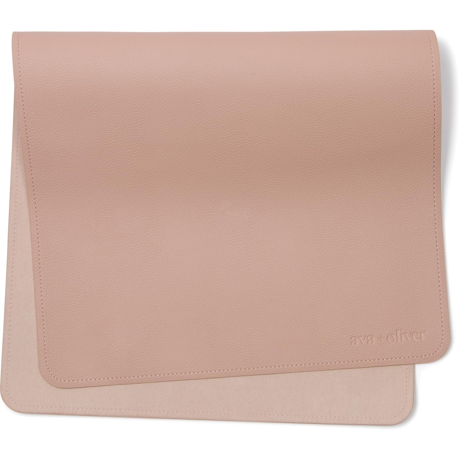 Ava + Oliver Vegan Leather Baby Changing Mat (16 X 30 in) – Multipurpose Wipeable and Portable Diaper Changing Pad – Foldable for Travel (Pink Sand)