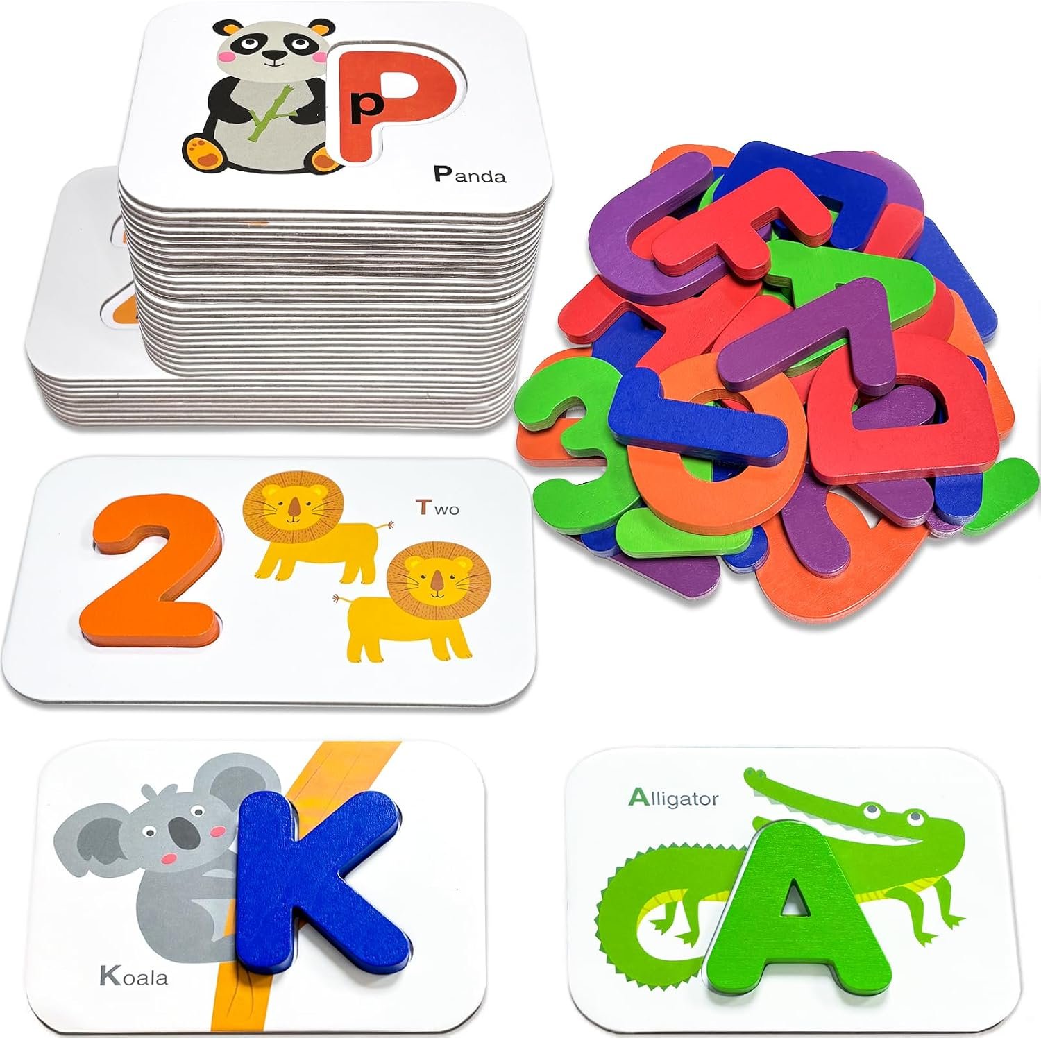ABC Alphabet Flash Cards, Wooden Letters Number Alphabet Blocks Toys | ABC Learning Toys for Kids 3-5, Montessori Educational Toys, Toddler Letter Flash Cards, Sight Words Matching Game