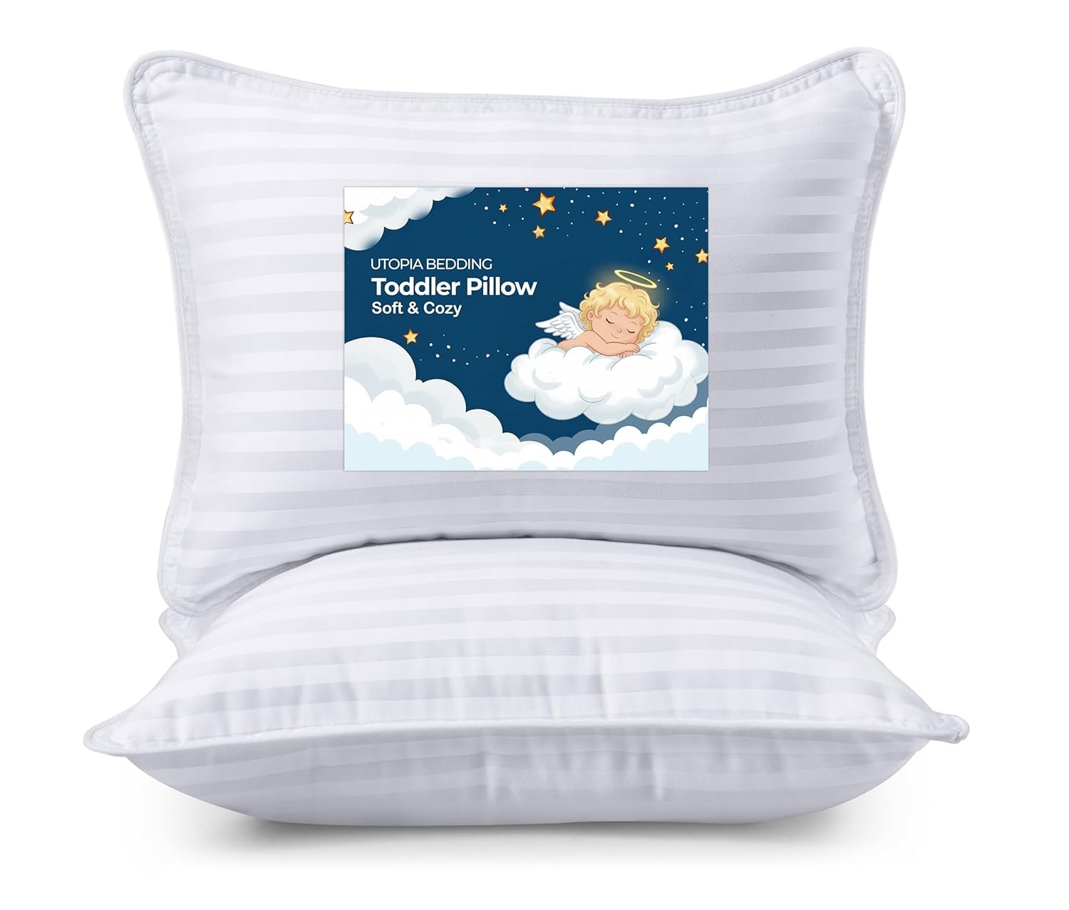 Utopia Bedding Toddler Pillow (White, 2 Pack), 13×18 Pillows for Sleeping, Soft and Breathable Cotton Blend Shell, Small Kids Pillow Perfect for Toddler Bed and Travel (Intended for Age 2 and up)