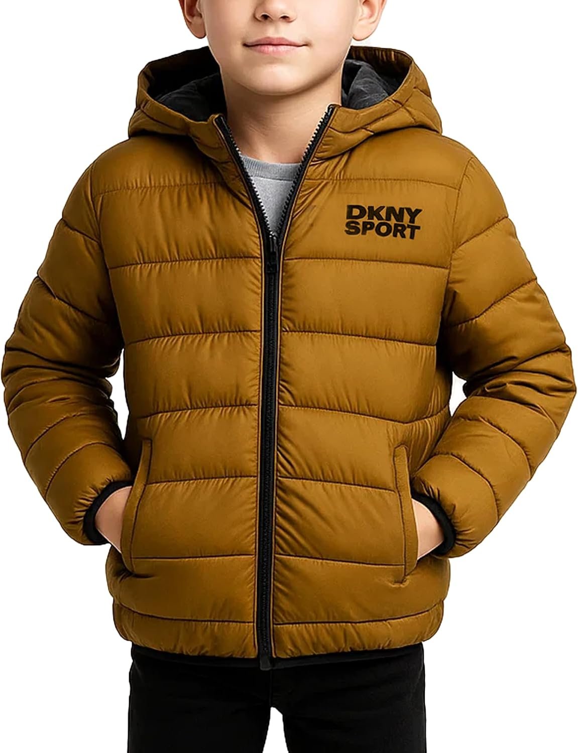 DKNY Boys Puffer Jacket – Midweight Insulated Wind Water Resistant Hooded Puffer Winter Coat – Quilted Winter Jacket for Boys