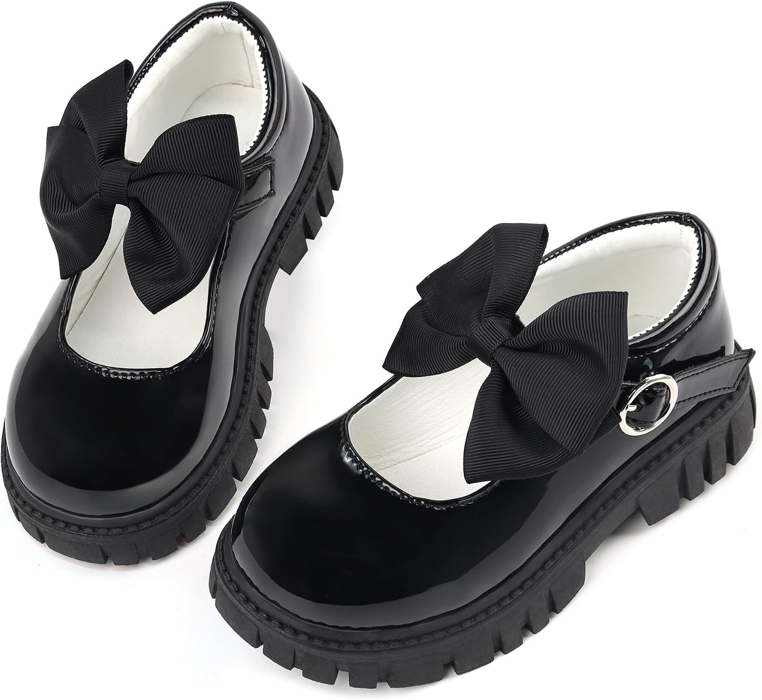 Wulubaba School Shoes for Girls, Black Mary Jane Flats | black flats, round toe, non-slip sole, school uniform, dress outfits, little and big girls