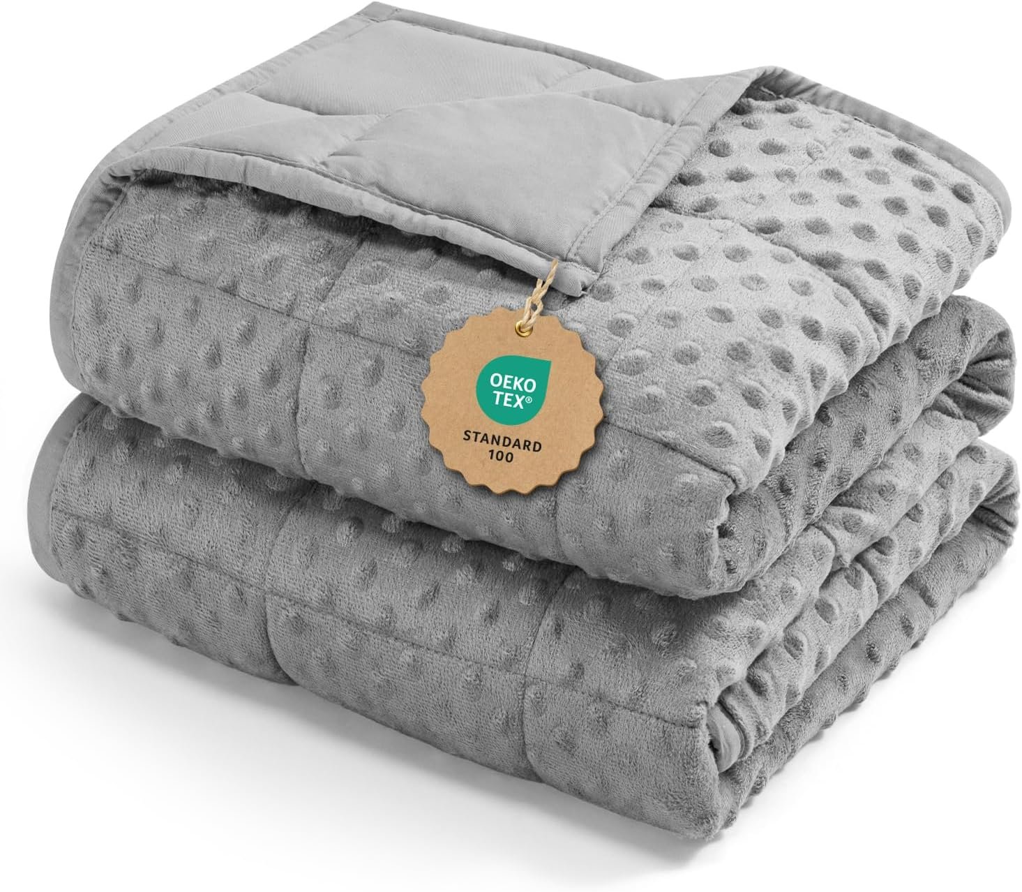 15lbs Weighted Blanket for Adults, 60″x80″ Queen Size Heavy Blankets | Soft Raised Minky Dot Texture, Reversible Cooling & Cozy for All Seasons, 7-Layer Design for Even Weight, Machine Washable