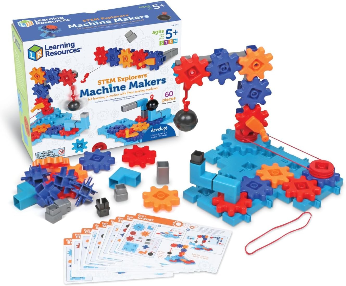 Learning Resources STEM Explorers Machine Makers – 60 Pieces, Ages 5+, Building Montessori Toys, Engineering Activities, Fine Motor Skills