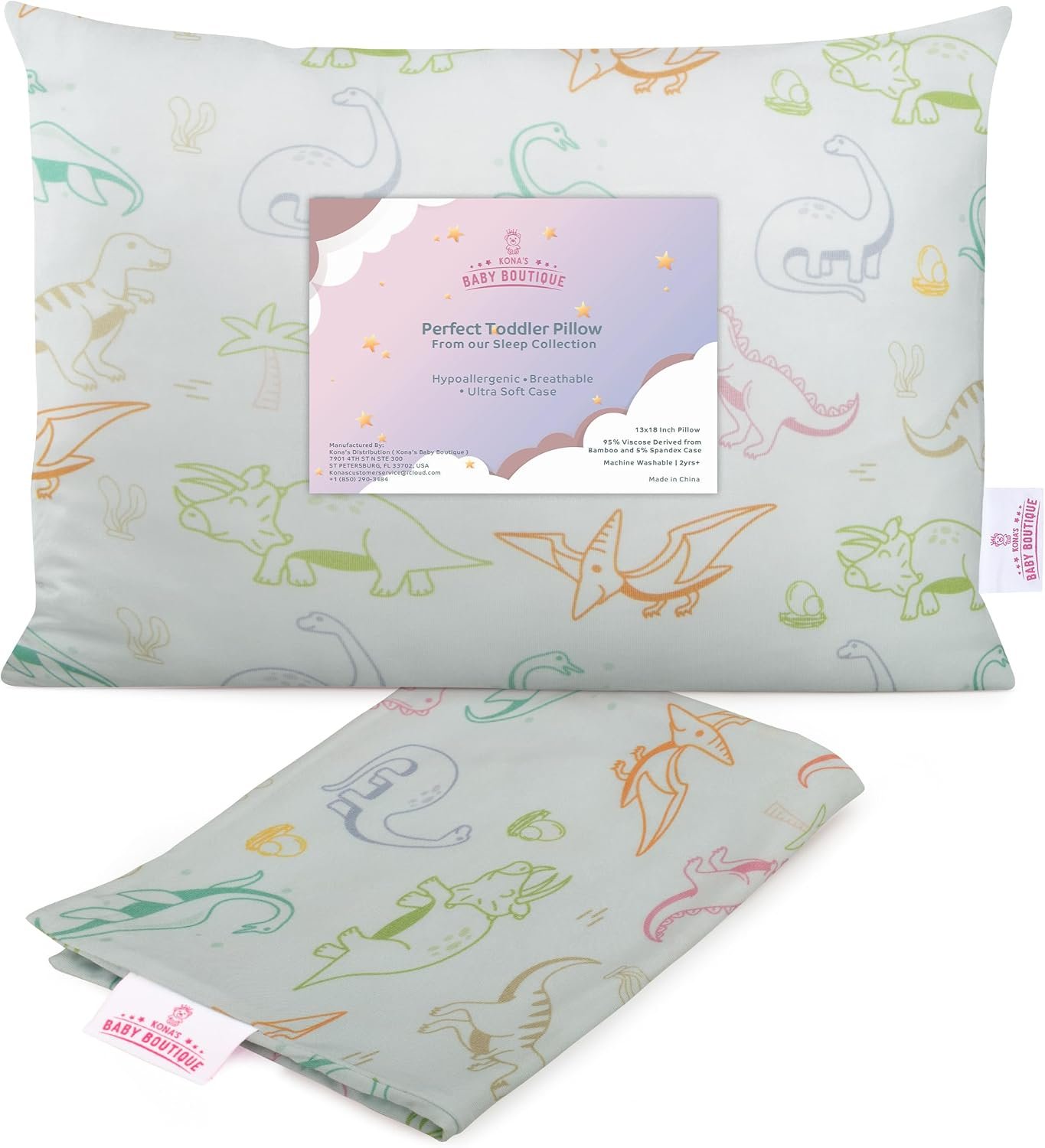 Kona’s Perfect Toddler Pillow – Softest Pillowcase – 13 x 18 Inch – Ages 2-3