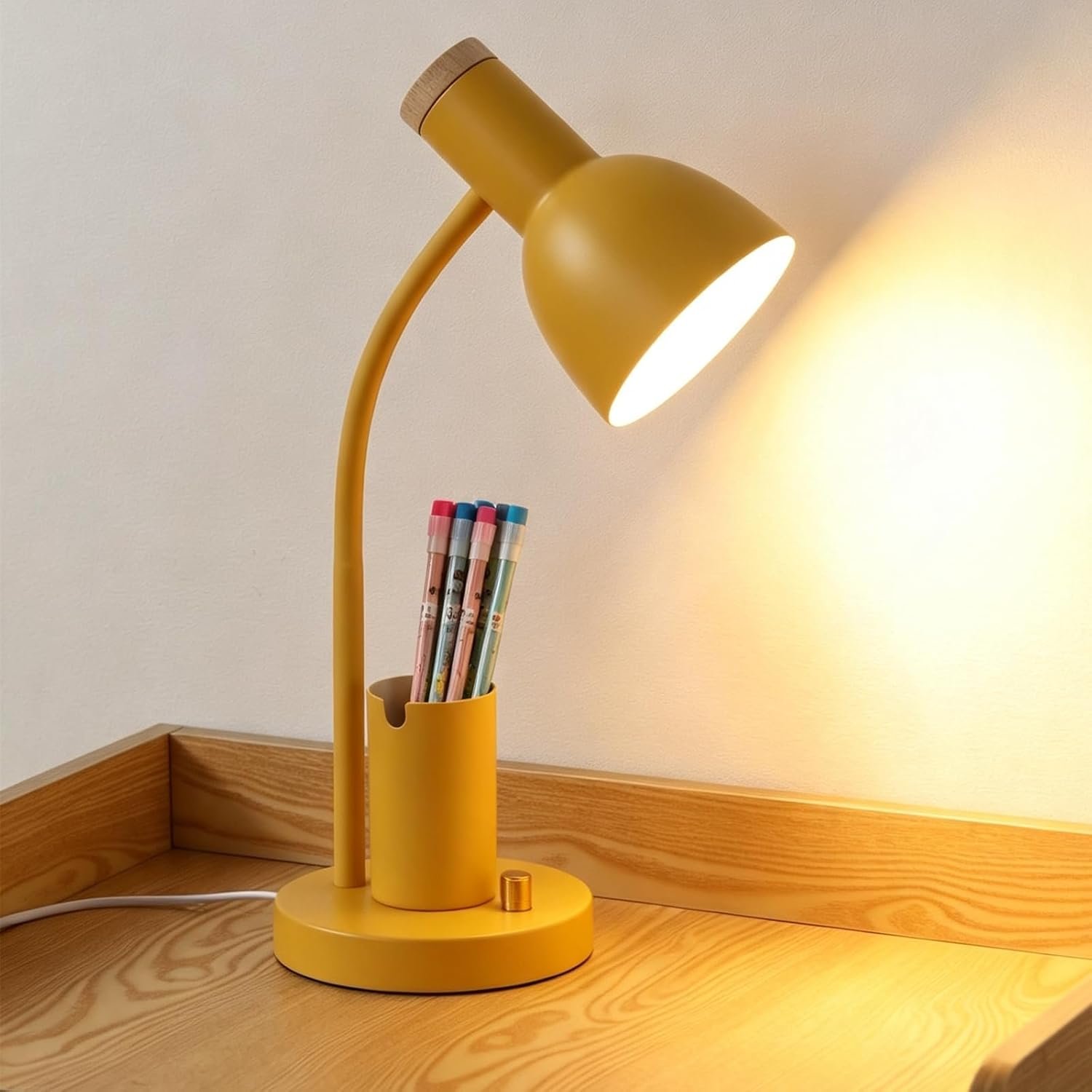 Adjustable Metal Desk Lamp with Pen Holder,Flexible Neck Table Lamp | Three Lighting modes,Dorm Lamp,Bedside Lamp,Reading Lamp,Lamp for Home Office