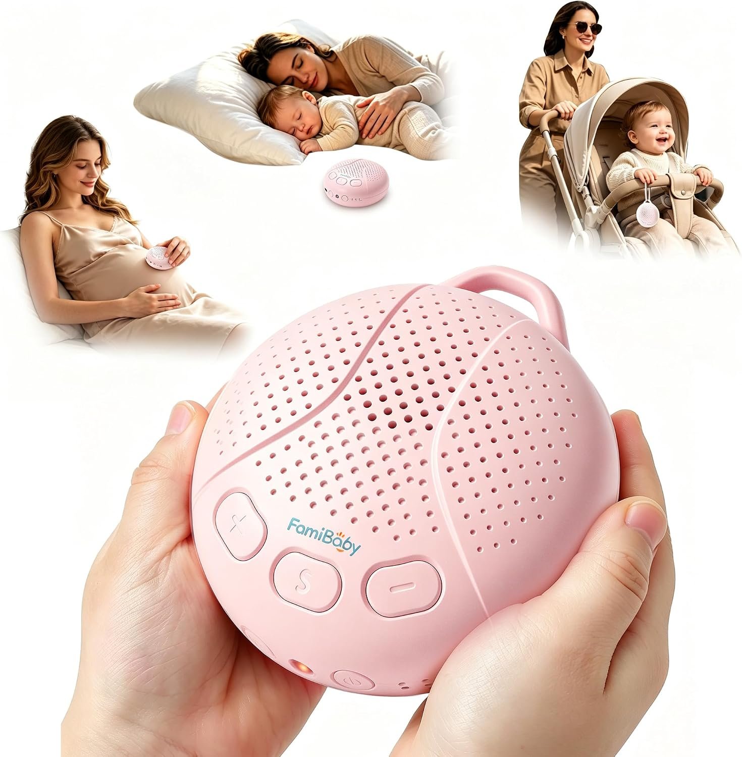Sound Machine for Babies and Kids – Baby Sleep Soother, Pink | Portable White Noise Machine with Night Light for Nursery | 16 Soothing Sounds | Shush | Travel | Registry Gift | Baby Shower