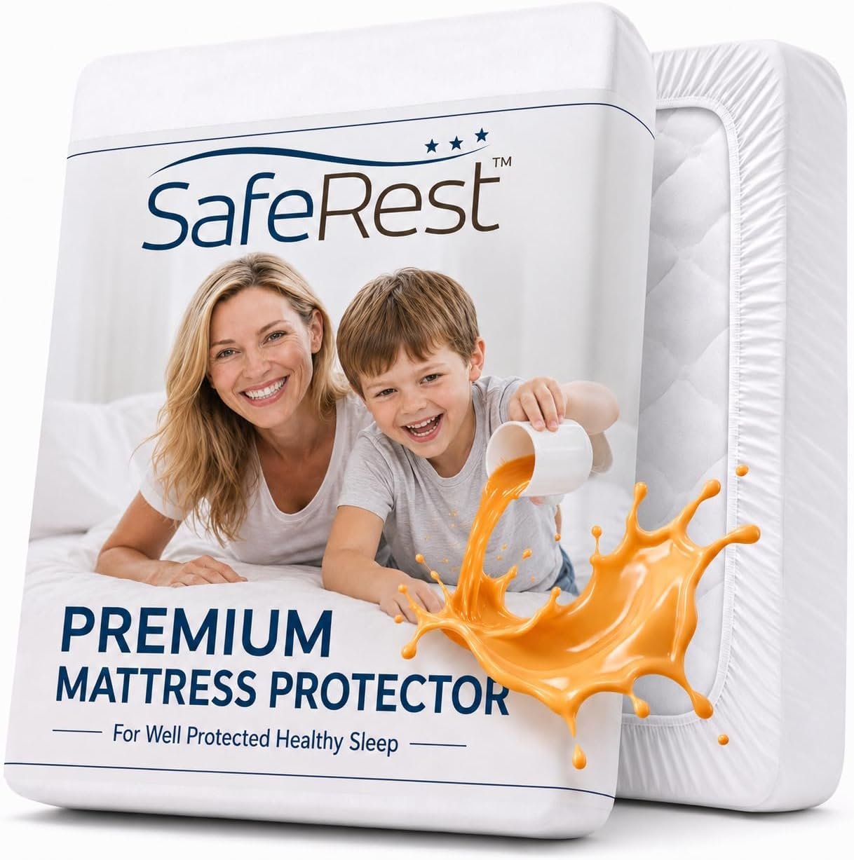 SafeRest Waterproof Crib Size Mattress Protector | Fitted with Stretchable Pockets, Machine Washable, Cotton Blend Mattress Cover for Bed