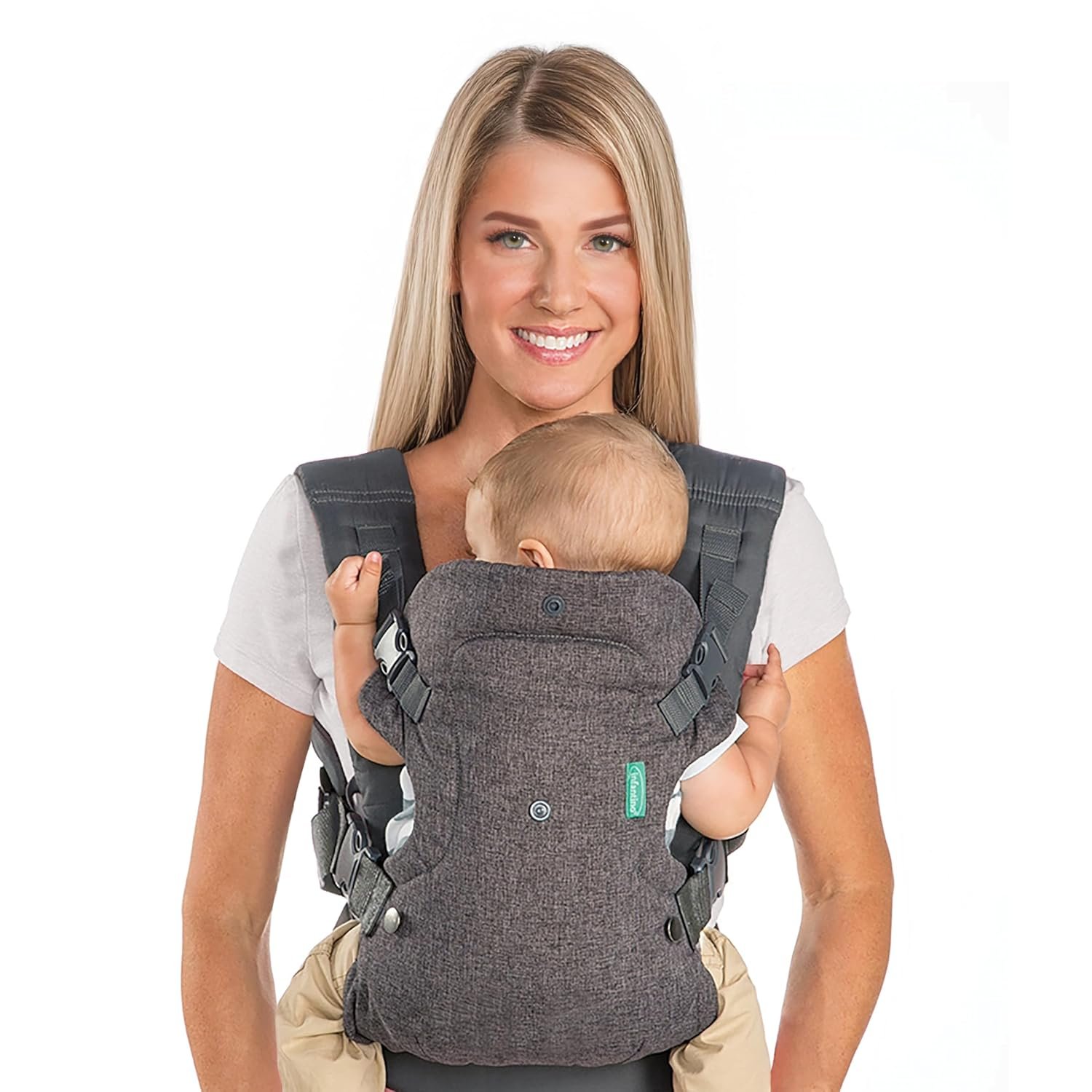 Infantino Flip 4-in-1 Baby Carrier Convertible Ergonomic, Gray | Adjustable fit, Enhanced lumbar support, Ergonomic hands-free parenting, Registry gift, For newborns and toddlers