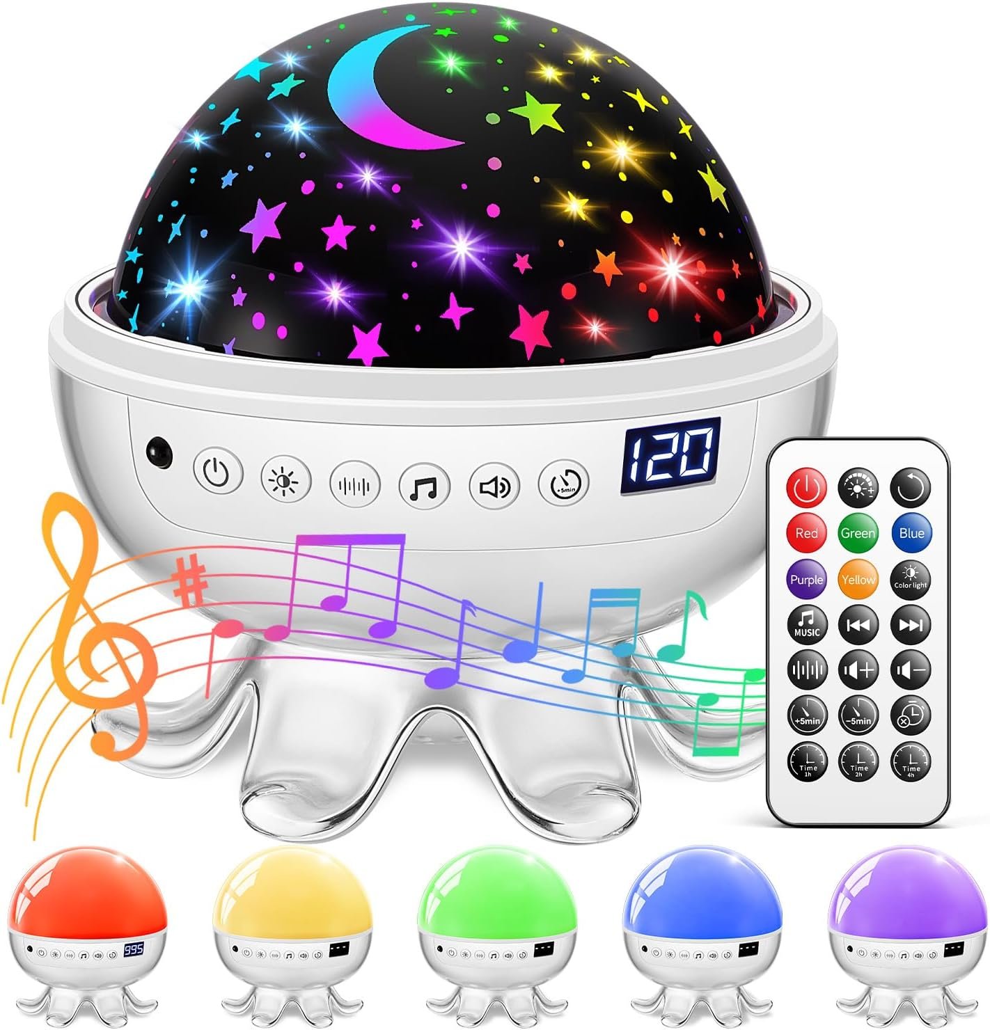 Baby Sound Machine with Night Light Projector,30 Sounds White Noise Machine | 31 Colors&4 Films,Remote,Timer,3 Brightness,360° Rotation,Sleep Soother,Baby Toys,Baby Shower Gifts,Sensory Light Autism Toys