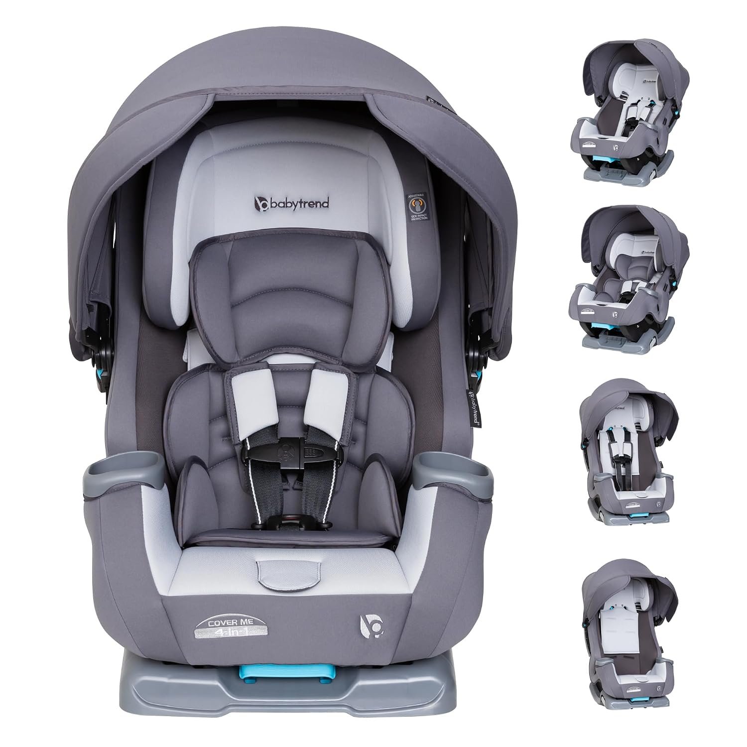Baby Trend Cover Me™ 4-in-1 Convertible Car Seat, Vespa – Built-in Canopy, 4-Stage Growth System, Plush Comfort Padding, Multi-Position Recline