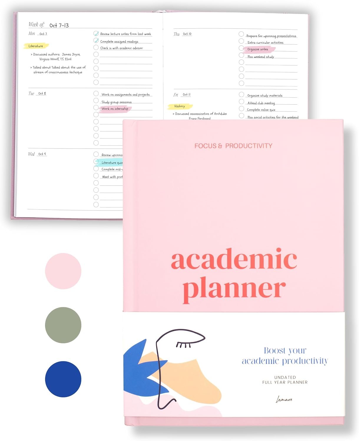 Lamare Academic Planner 2026-2027 – Undated Weekly College Student Planner
