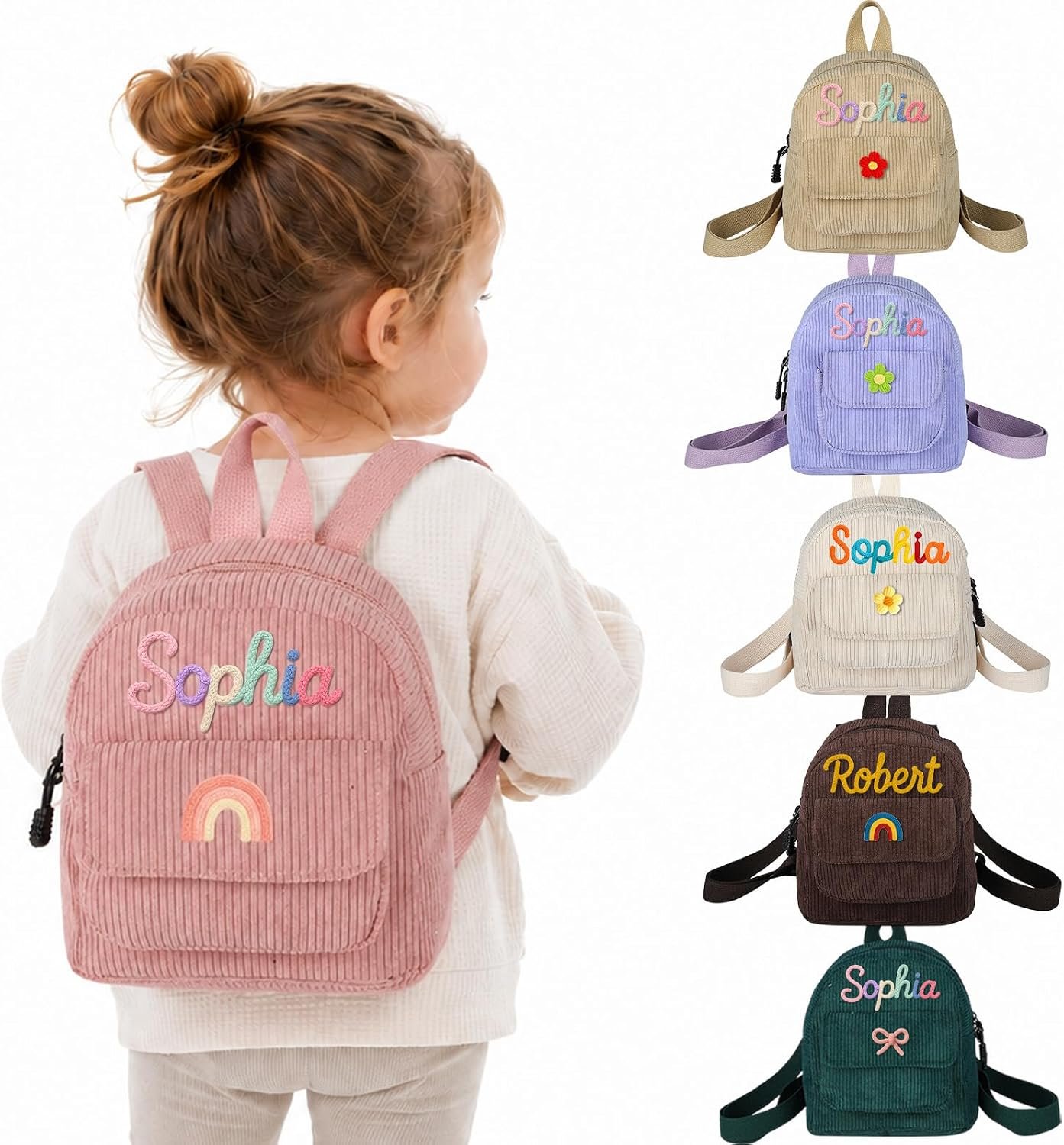 Personalized Mini Backpack for Little Kid Custom Toddler Backpack with Name | Customized Baby Daycare Bag for Boys Girls Small Travel Bookbag Christmas Birthday Gifts for Child