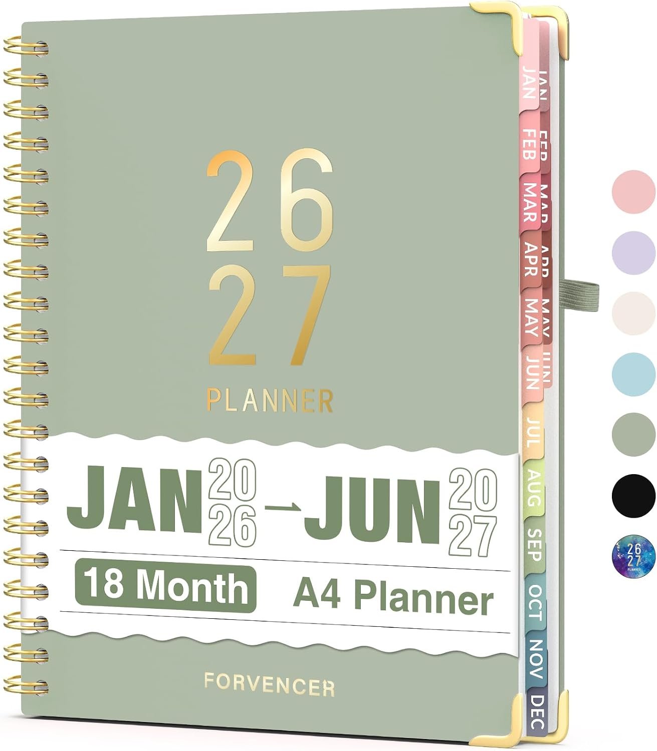 Jul 2026 – Dec 2027 Planner, Forvencer 18 Month Planner 2026-2027, 8.5″x11″ | Hardcover Calendar Academic Planner Weekly and Monthly, Daily Agenda Book, School Supplies for Student Teacher, A4, Green