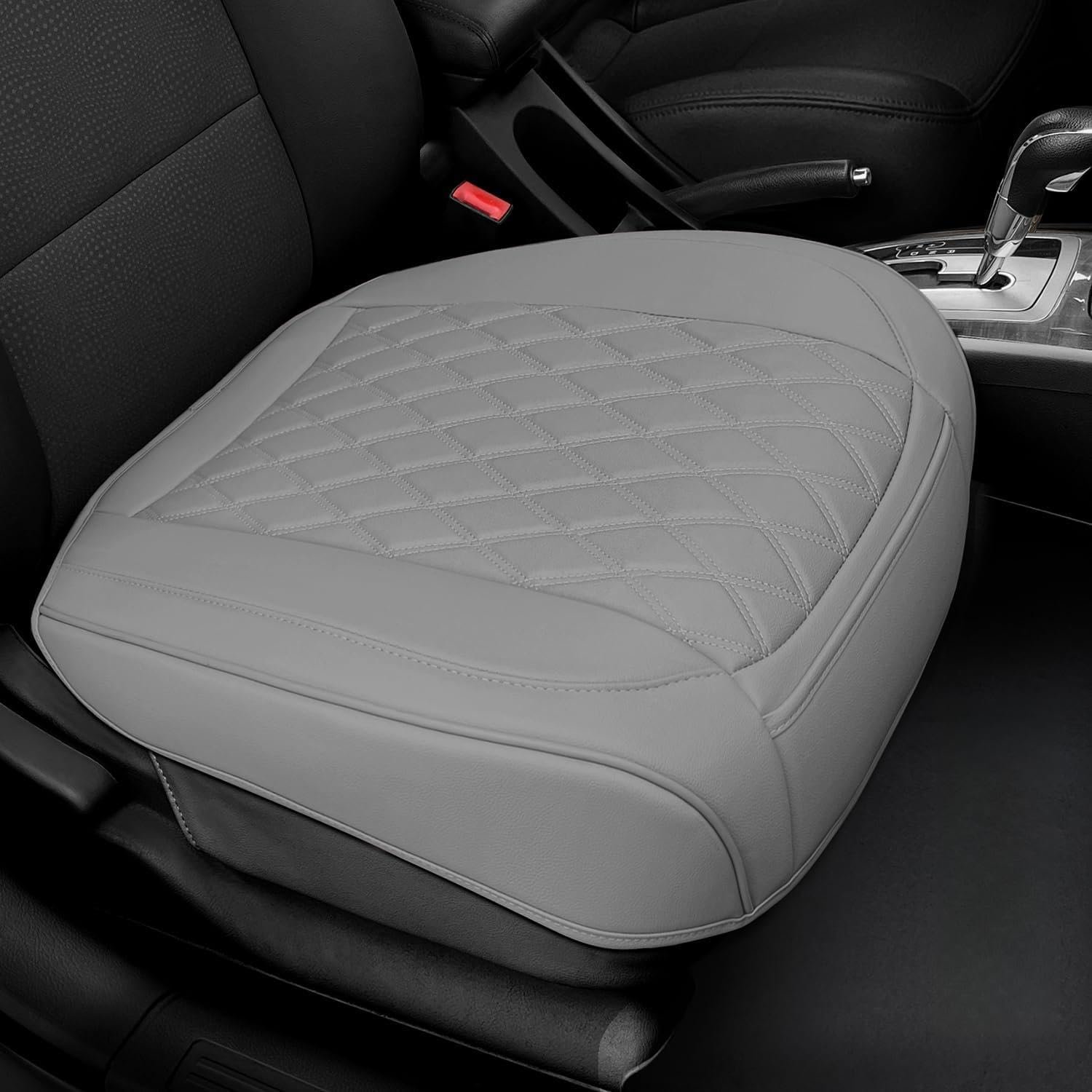 BEITK 1 Pack Leather Front Car Seat Cover Bottom Car Seat, Anti-Slip and Full Wrap Driver Car Seat Protectors, Luxury Waterproof Bottom Auto Seat Cushion Pad Mat for Most Vehicles(Red)