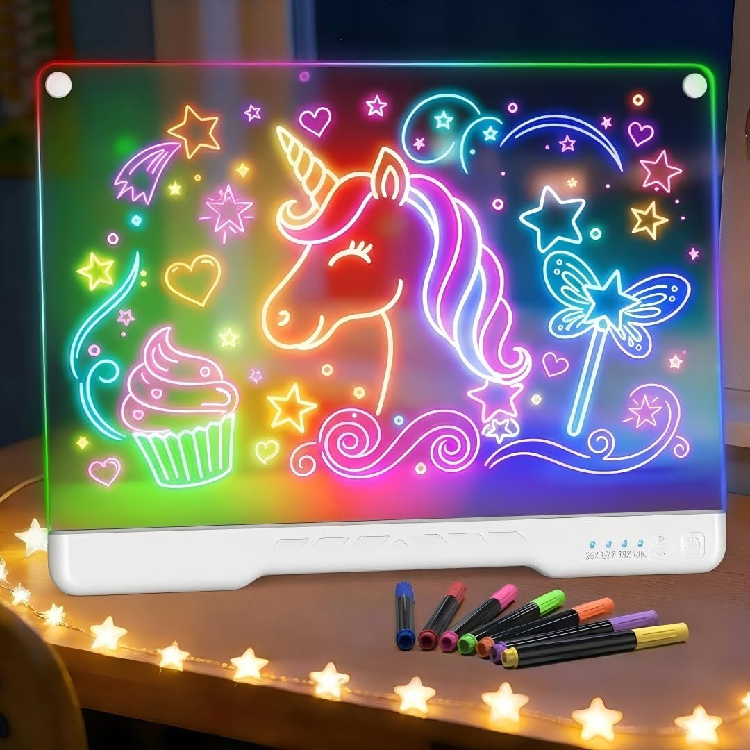 LED Drawing Board for Kids, 17″ Rechargeable Doodle Glow LED Note Board with Colors, TOP Kids Gifts Toy for Girls Ages 3, 4, 5, 6, 7, 8, 9, 10+ Years Old, 4-12th Ideal Birthday Present (2026 New)