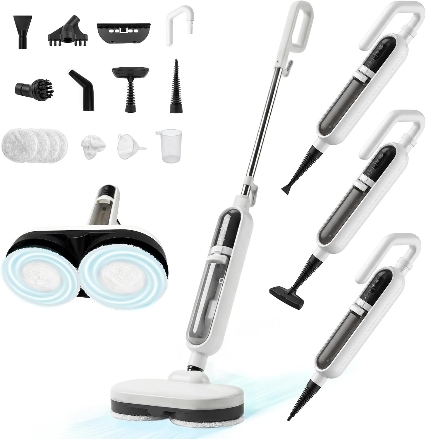 Scrubbing Steam Mop for Floor Cleaning, 2 in 1 Steam Cleaner for Home with 500ML Tank, Rotating Pads, 15-in-1 MultiPurpose Detachable Handheld Steamer Mop for Hardwood Floor Clothes Window Tile Carpet