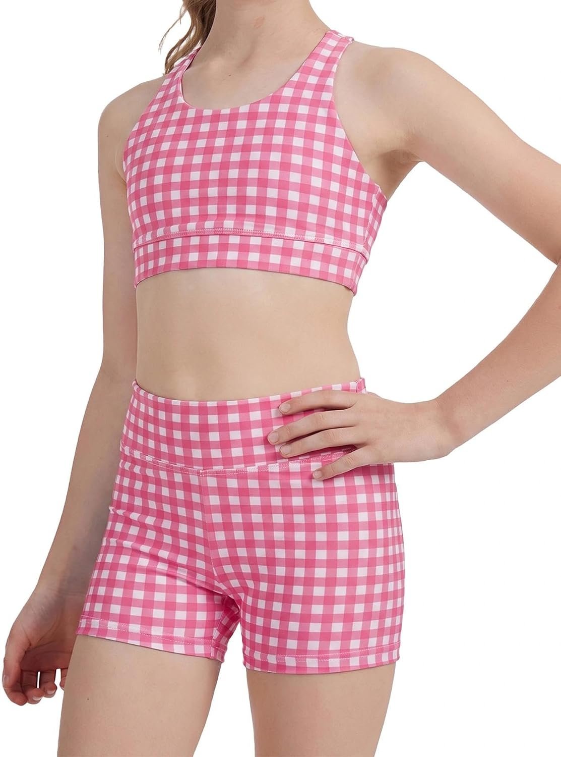 CharmWM Girls 2 Piece Workout Outfits Athletic Short Sets Kids Dancewear