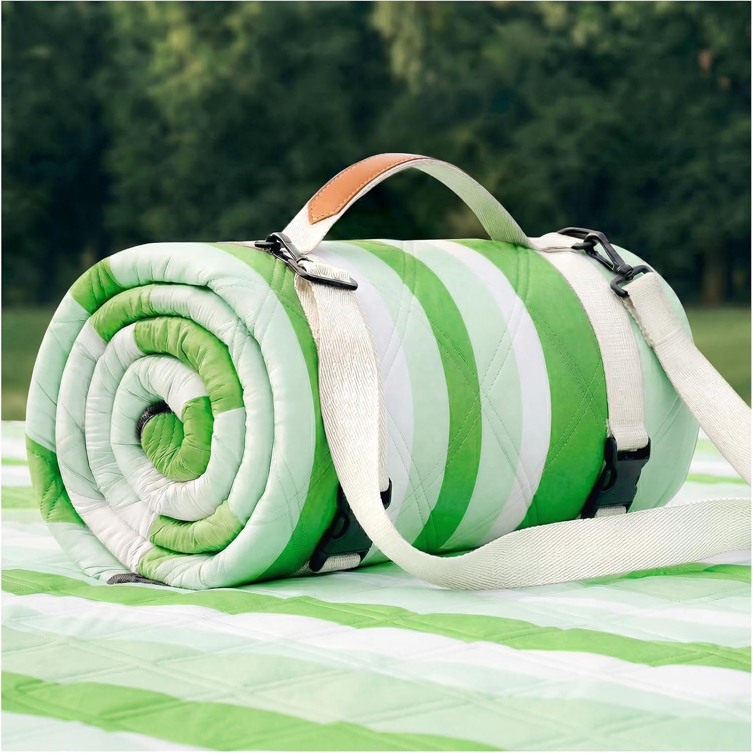 RYCHIC Waterproof Picnic Blanket Beach Mat Outdoor Outside Carpet Thick Rug Towel Kids Activity Playmat Oversized Cute Match Table Bag Set Ground Cover Park Lawn Summer Vacation Essential