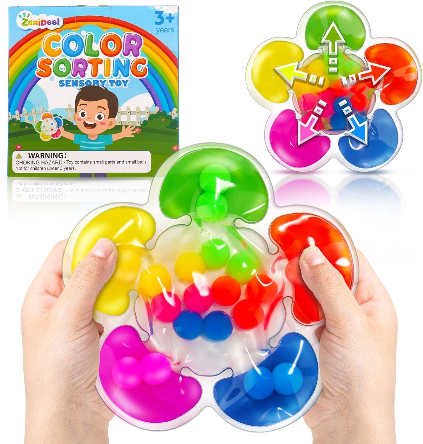 Color Sorting Sensory Toy for Kids, Toddler Travel Toys Roadtrip Essenstial | Squeeze Toy Quiet Fidget For Classroom, Preschool Learning Activities, Calm Down Corner Supply Autism Toys for Kid Ages 1 2 3
