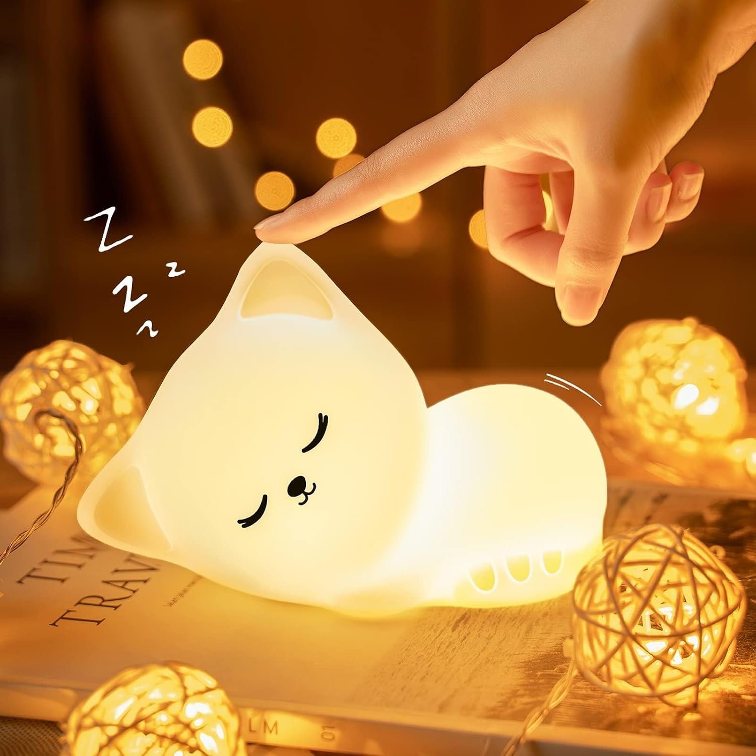 Cat Night Light for Kids 16 Colors, Silicone Squishy Girls Cat Themed Gifts | Dimmable Rechargeable Baby Night Lights for Nursery,Kawaii Room Decor Cat Decor,Cat Gifts for Lovers 3 4 5 Year Old Girl Gift