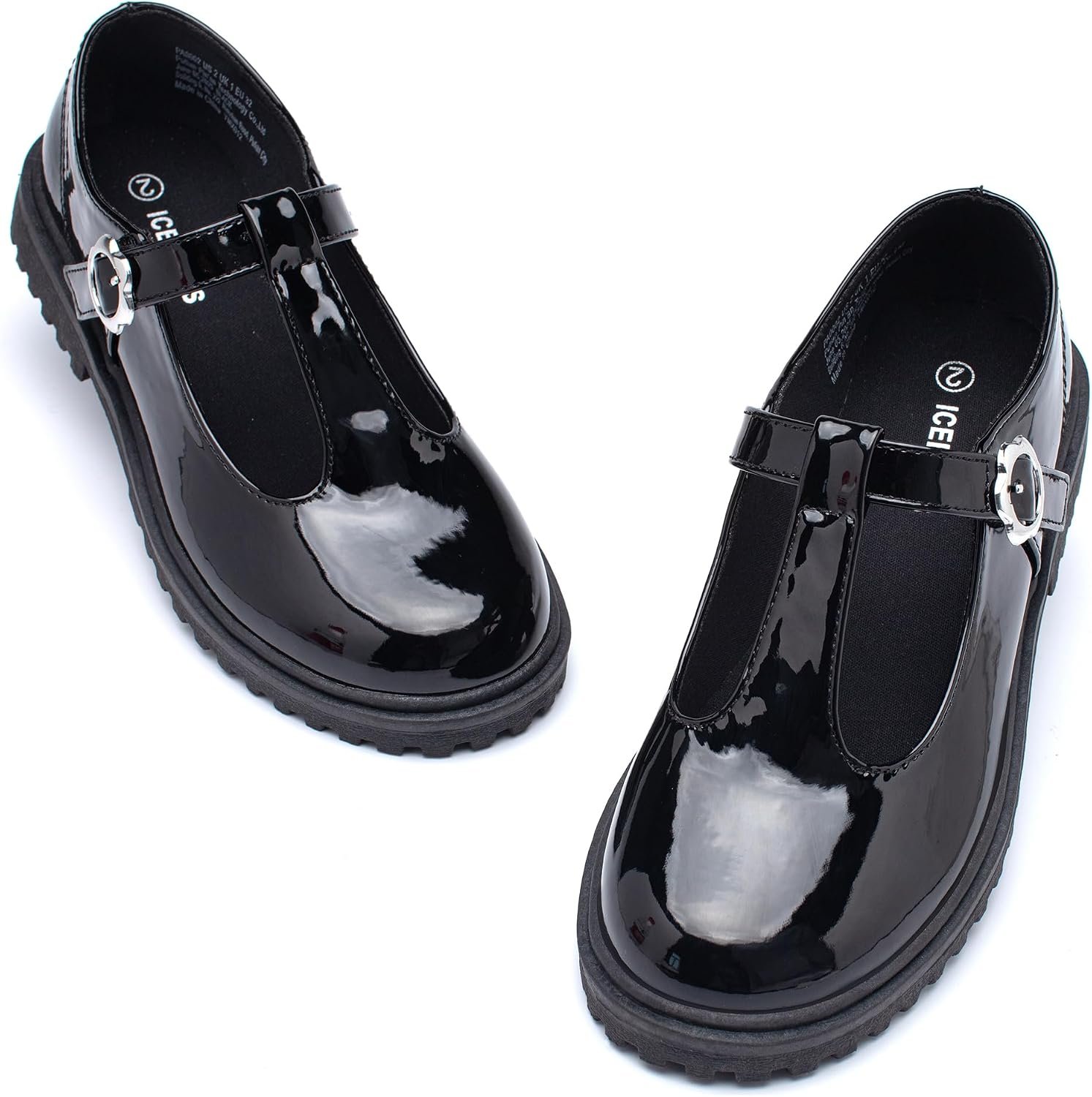 ICEBIRDS Girls School Uniform Shoes Mary Jane Flats,Low Heel Princess Hook and Loop Dress Shoes for School Party Wedding(Toddler/Little/Big Kid)