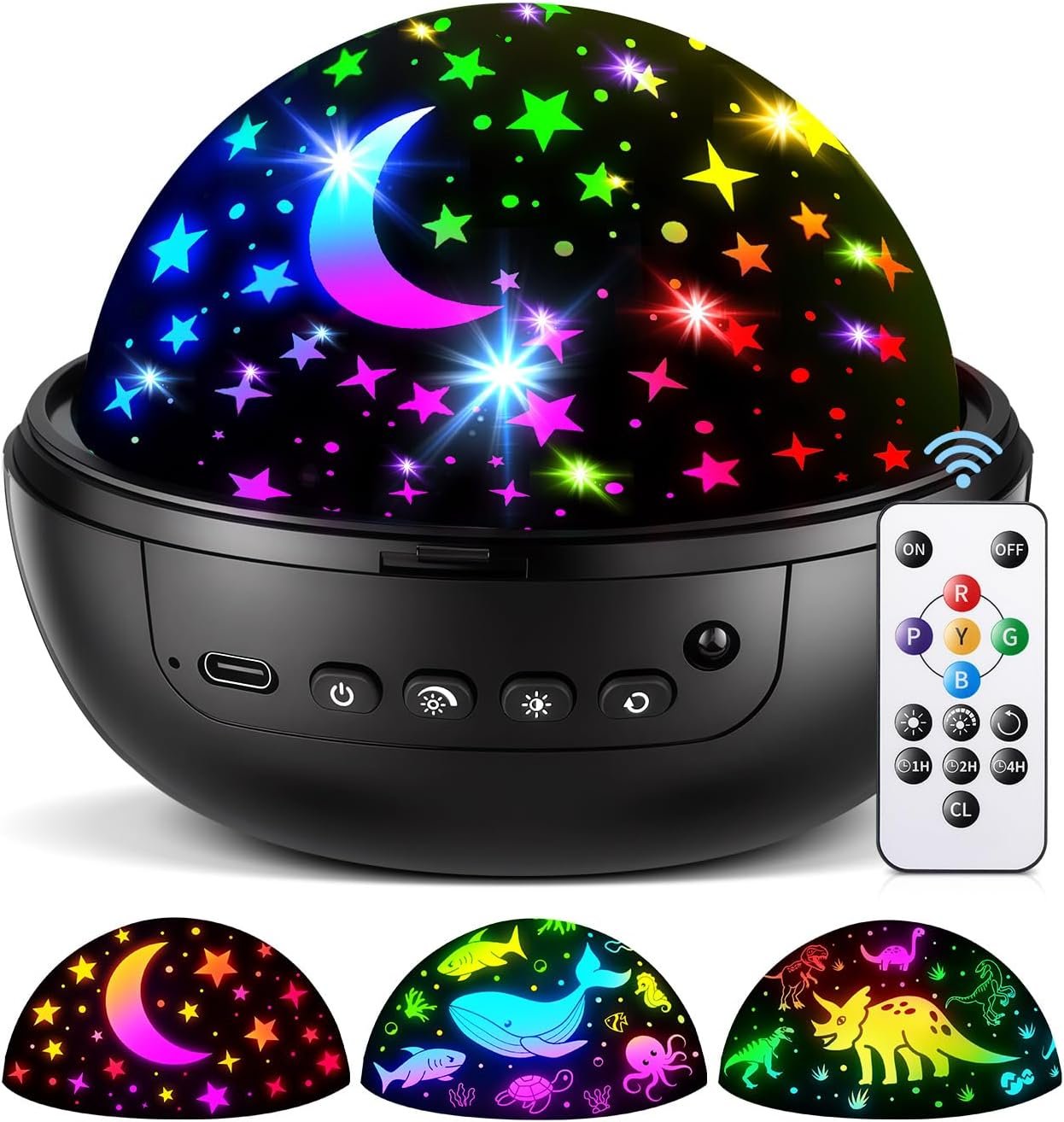 COOLNIGHT Night Light for Kids,93 Lighting+3 Films Kids Night Light Projector,Remote+Dimmable Star Projector,360° Ceiling Stars Glow in the Dark Stars,Gifts for 4 Year Old Boy Birthday Gift
