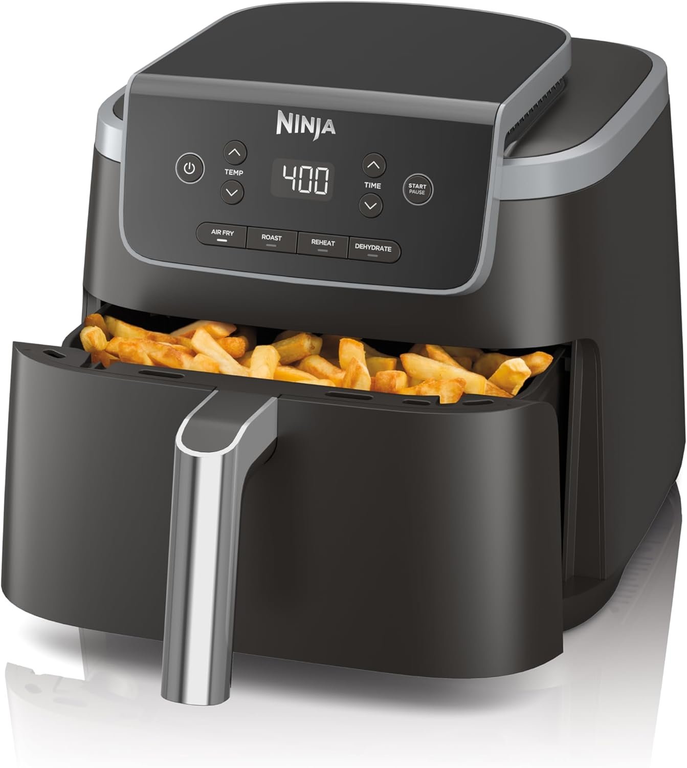 Ninja Air Fryer Pro, 5 Qt, 4-in-1, Grey, AF141 | Air fry, roast, reheat, dehydrate, 1750W, 400F max, Fits 4 lbs fries, Nonstick basket, Dishwasher-safe