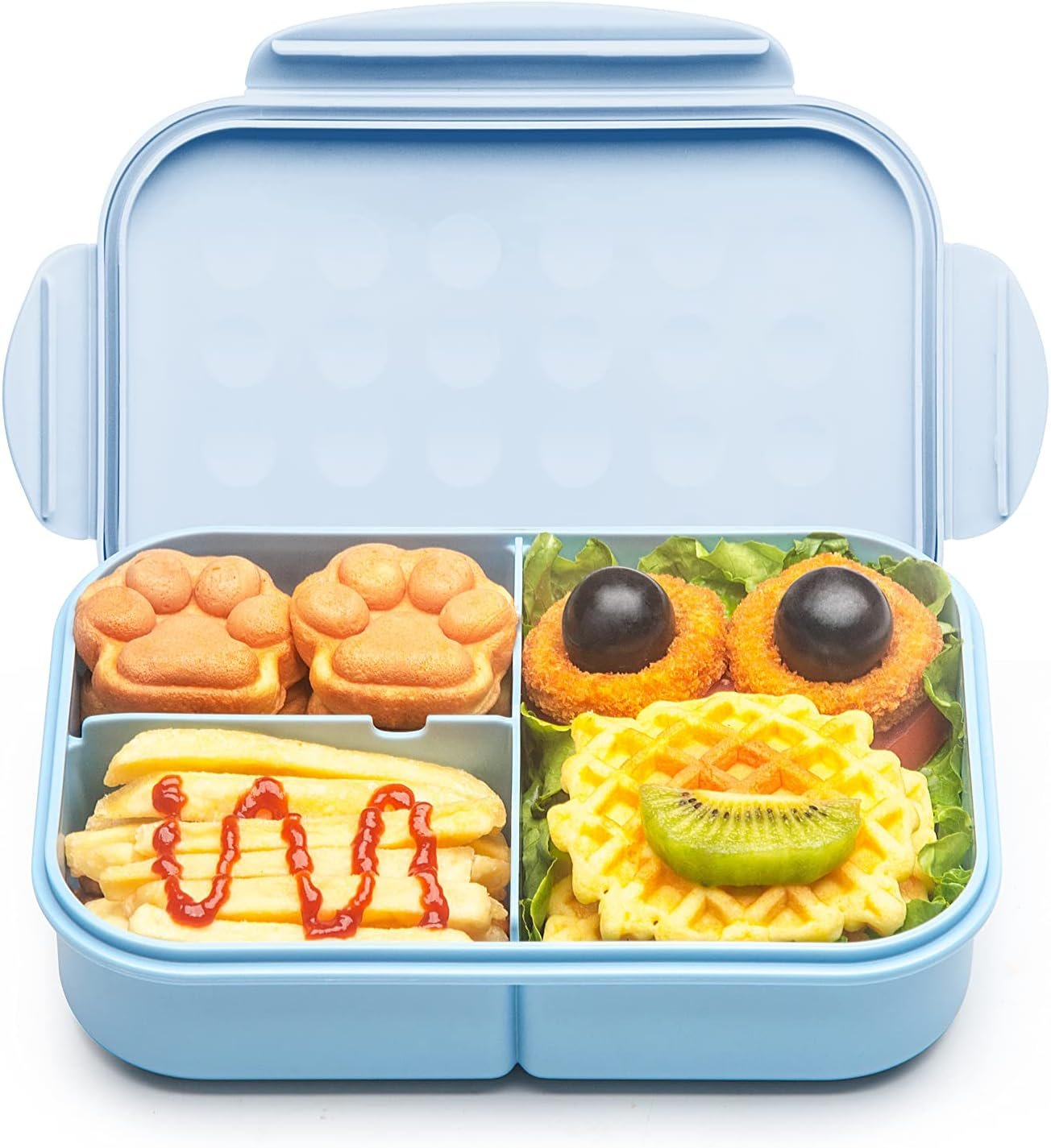 MISS BIG® Kids Bento Lunch Box, 1150ml 3 Compartments, Blue | Blue kids bento lunch box for school, daycare, and snack time