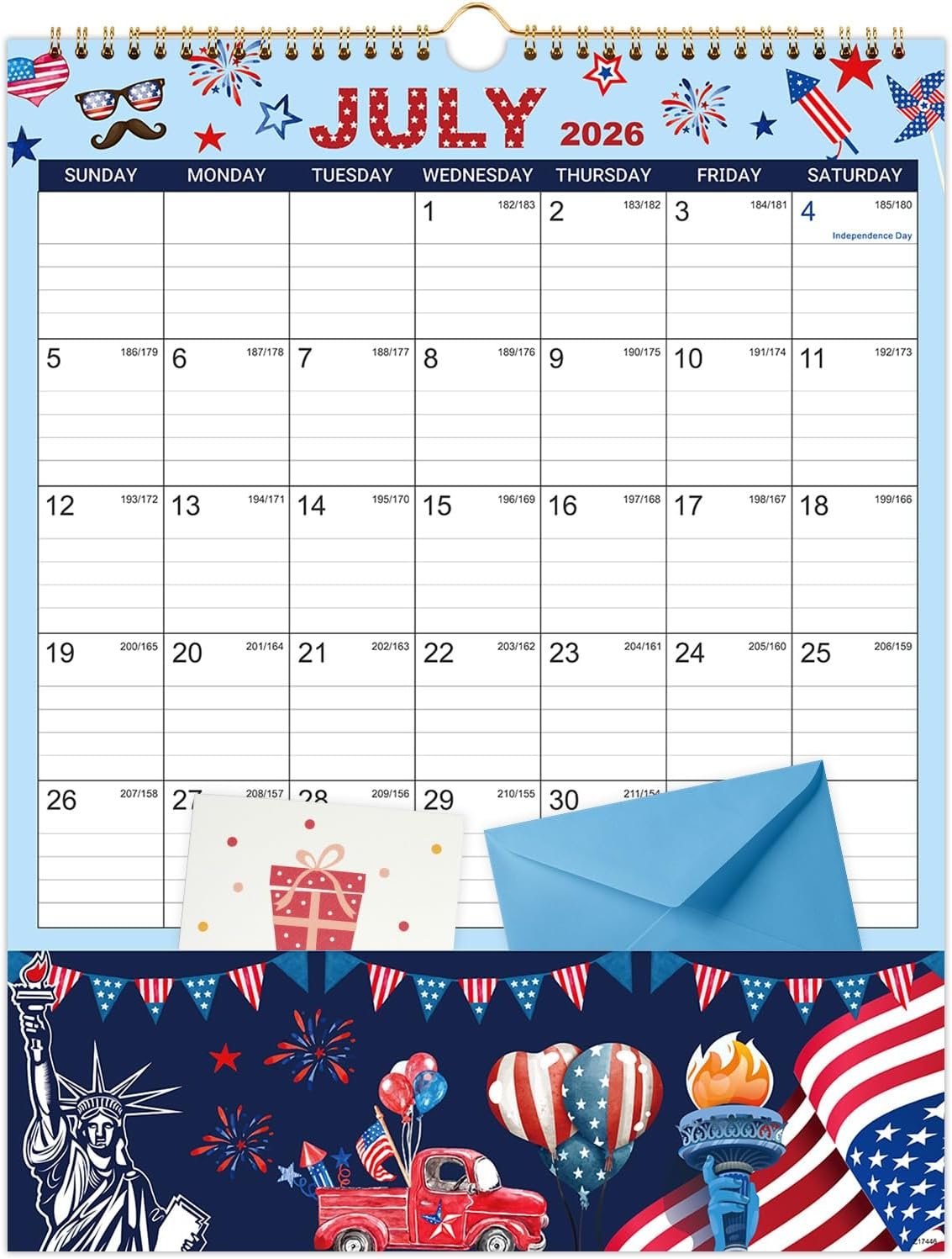 Vindora 2026-2027 Wall Calendar with Pockets – 18 Month Large Vertical Calendar (July 2026 to Dec 2027), 11.4×14.5 Inch Office & Family Planner with Hanging Loop, Floral Design
