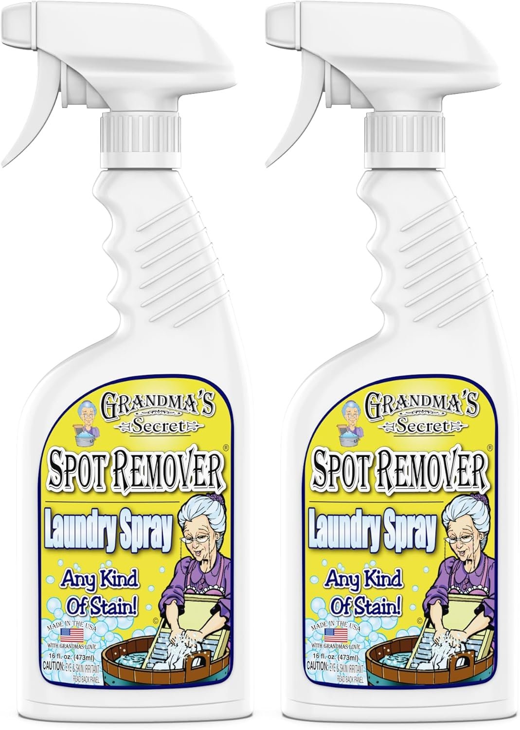Grandma’s Secret Spot Remover Laundry Spray – Chlorine, Bleach and Toxin-Free Fabric Stain Remover for Clothes – Removes Oil, Paint, Blood and Pet Stains – 16 Oz, 2 Pack