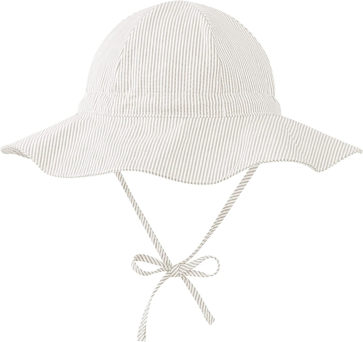 Zando UPF 50+ Baby Sun Hat for Baby Girl Boy 0-4T – Wide Brim Toddler Bucket Hat Adjustable Strap Infant Hats for Outdoor