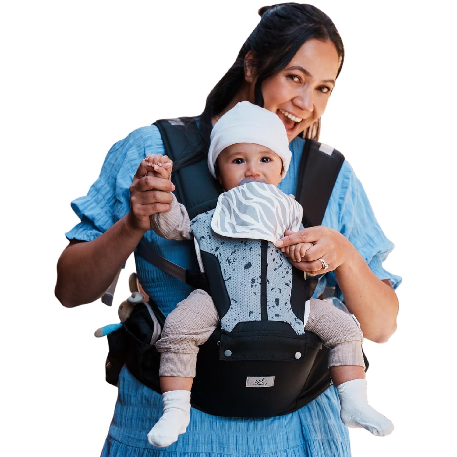 MOMTORY Safety-Certified 6-in-1 Baby Carrier Newborn to Toddler, Black | Plus Size Friendly, 6 Carry Positions, Ergonomic Hip Support, Cozy Baby Carrier with Hipseat for 7-50lbs, All Seasons